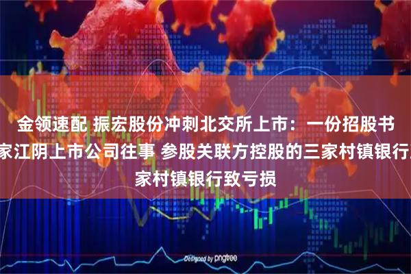 金领速配 振宏股份冲刺北交所上市：一份招股书串起3家江阴上市公司往事 参股关联方控股的三家村镇银行致亏损