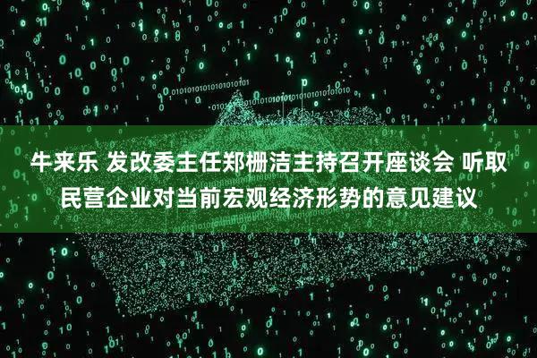 牛来乐 发改委主任郑栅洁主持召开座谈会 听取民营企业对当前宏观经济形势的意见建议