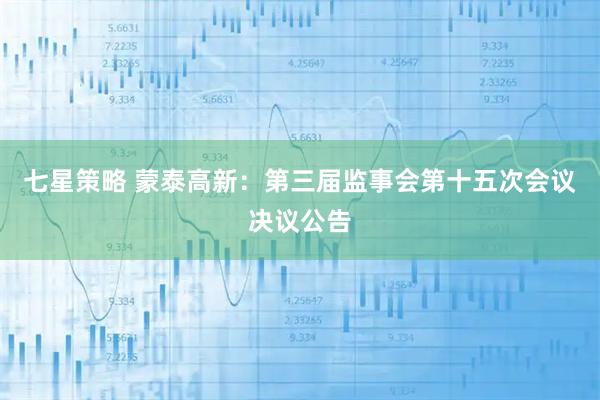 七星策略 蒙泰高新：第三届监事会第十五次会议决议公告