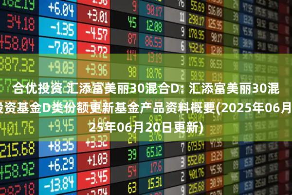 合优投资 汇添富美丽30混合D: 汇添富美丽30混合型证券投资基金D类份额更新基金产品资料概要(2025年06月20日更新)