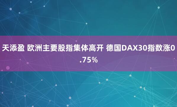 天添盈 欧洲主要股指集体高开 德国DAX30指数涨0.75%