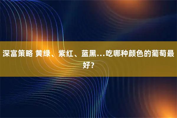 深富策略 黄绿、紫红、蓝黑…吃哪种颜色的葡萄最好？