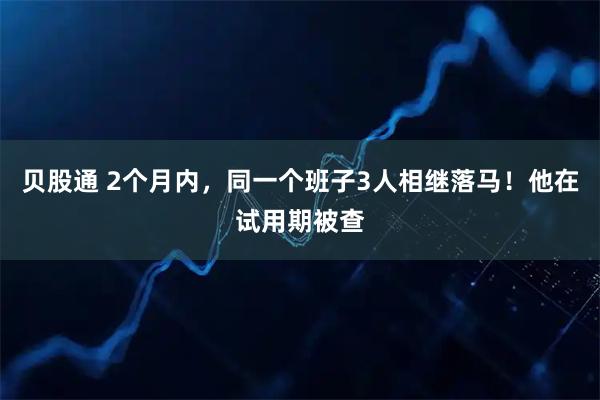 贝股通 2个月内,同一个班子3人相继落马!他在试用期被查